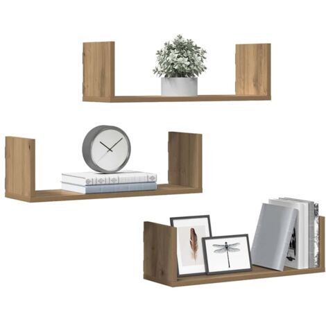 VidaXL Étagères Murales En Chêne Artisan 3 Pcs