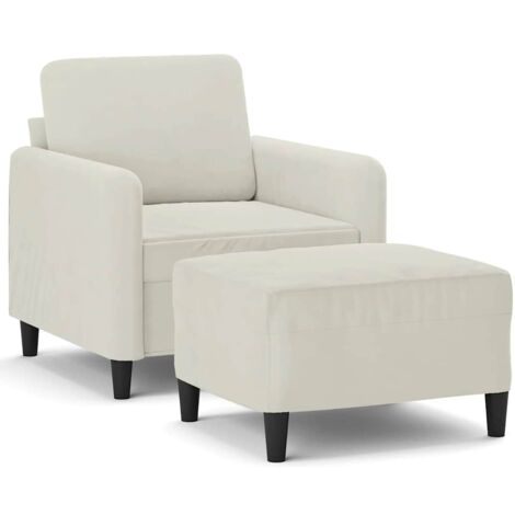 Fauteuil Velours Crème San Marco, Pieds Fer Doré, Salon, 88x60x61 Cm