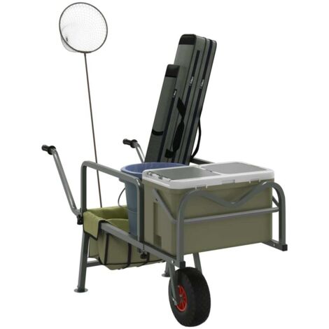 Korum Chariot de pêche à la carpe S23 Twin Wheel Deluxe Vert Waveinn