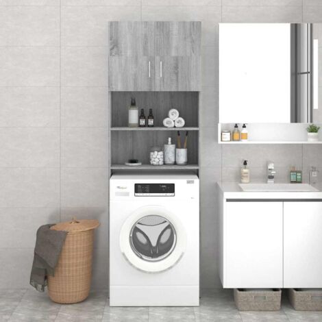 Meuble de salle de bain avec couvercle pour machine à laver et panier à linge cm 130