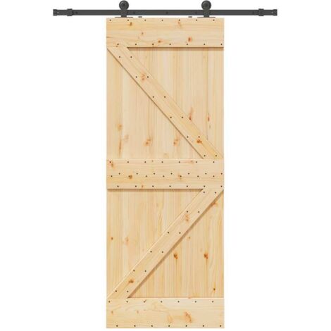 Porte Coulissante Avec Kit De Quincaillerie 80x210cm Pin Massif Vidaxl 8720286182444