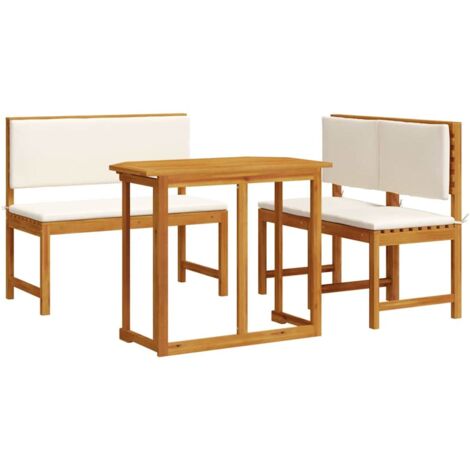 Ensemble Bistro Jardin 3 Pièces VidaXL Bois D'Acacia Massif Marron - Table Et 2 Chaises Pour Terrasse Et Patio