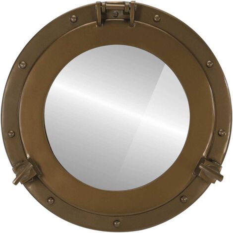 Hublot Miroir Mural Nautique 12 Pouces – Style Navire Vintage En Aluminium Brossé Argenté, Décoration Maritime Élégante