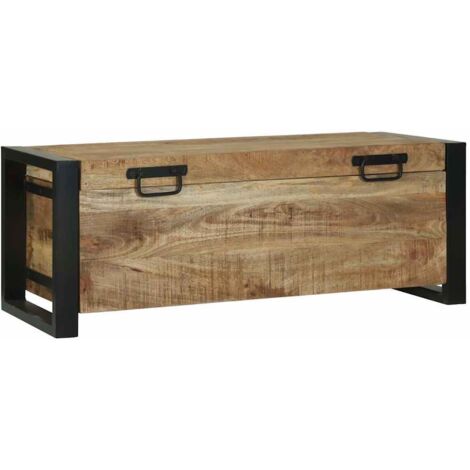 Coffre De Rangement En Bois Massif - Meuble D'Appoint - Brun - Neuf
