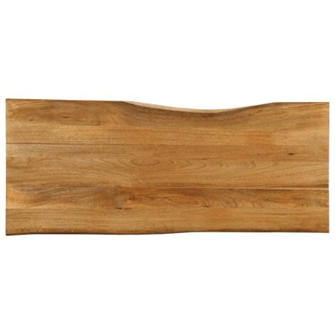 Dessus De Table En Manguier Massif Avec Bords Vivants – 90x60x2,5 Cm, Style Brut Et Naturel