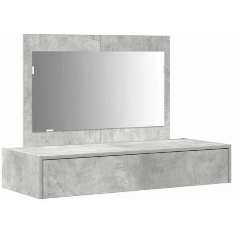 Table De Toilette Avec Miroir Et LED – 60x40x70 Cm En Bois D’Ingénierie – Gris, Design Moderne Pour Salle De Bain