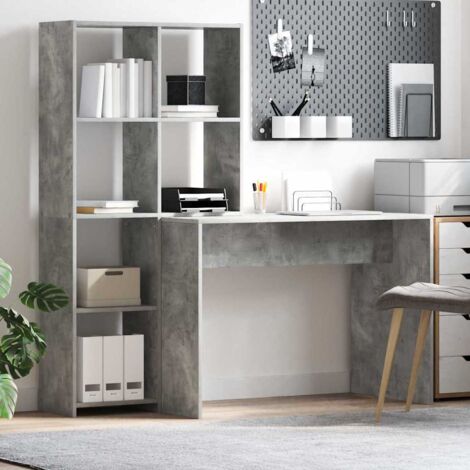 Bureau Gris béton 138.5 x 55 x 143 cm Bois d'ingénierie