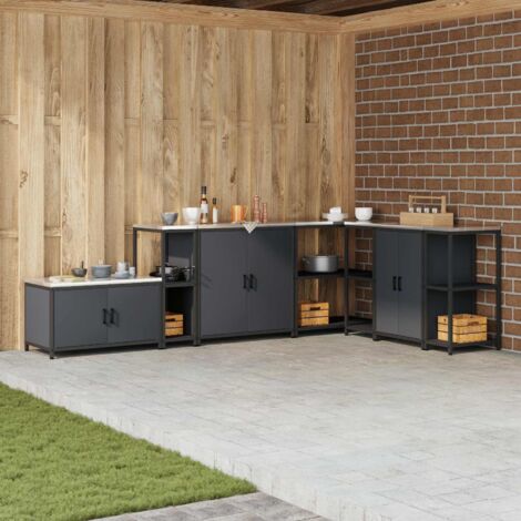 Ensemble à manger de jardin 3 pcs anthracite acier vidaXL | Leroy Merlin