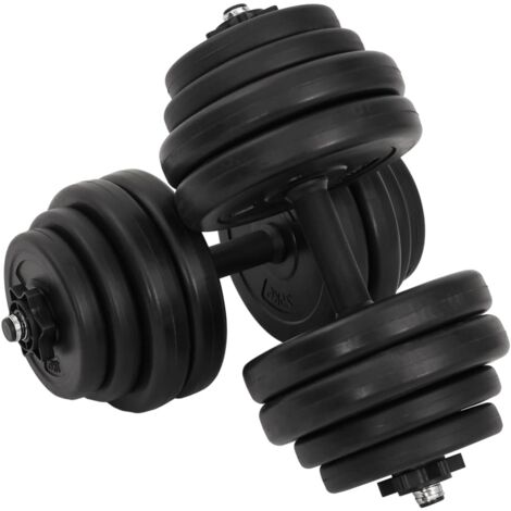 MSPORTS Set Haltères Pro Fonte 30 Kg (2x15 Kg) – Poignées Crantées, Vis Étoile, Pour Muscu Maison Ou Salle