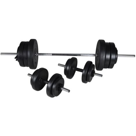 Set Haltères Wuuhoo Marcel 26-60 Kg – Barre 120-200 Cm – Disques Ciment 30 Mm – Pour Débutants Et Pros – Entraînement Complet Bras, Pecs, Jambes, Abdos