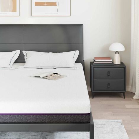 Matelas 200x200 cm mousse à mémoire de forme blanc et gris CosyNuit ...
