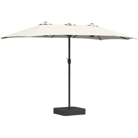 Parasol Double Tête Anthracite VidaXL - 385x209x244 Cm, Tissu Polyester Gris, Manivelle, Pliable, Résistant UV - 3
