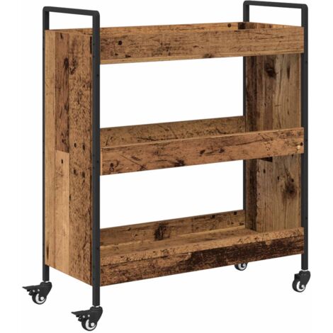 Ancien Chariot De Service / Desserte En Bois Massif - 85x45 Cm, Marron, Authentique