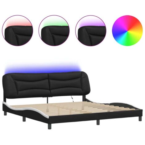 vidaXL Cadre de lit avec LED sans matelas Hanko noir 200x200 cm velours vidaXL Cadre de lit avec LED sans matelas Hanko noir 200x200 cm velours