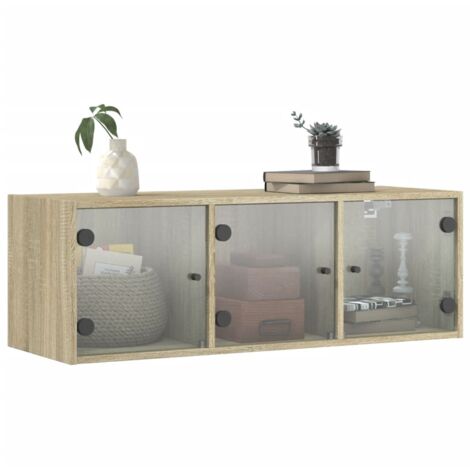 Armoire Murale Blanche Avec Portes En Verre - 68,5x37x35 Cm - Neuf