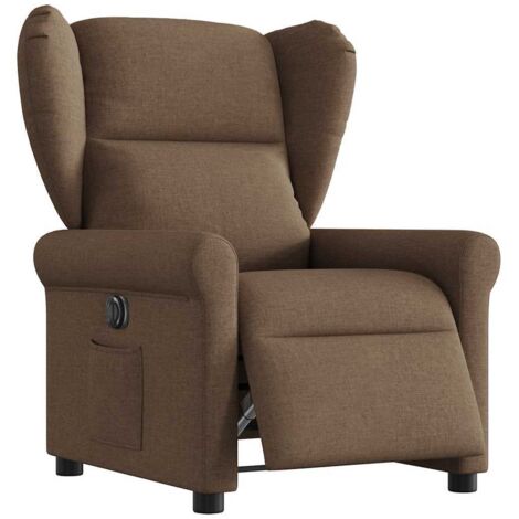 Fauteuil inclinable électrique marron tissu microfibre