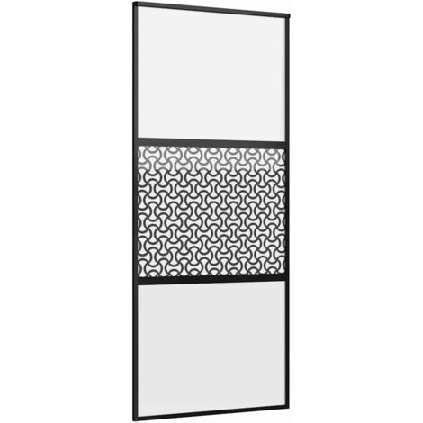 YAJ-Porte coulissante Verre ESG et aluminium 90x205 cm Noir-YAJ151021