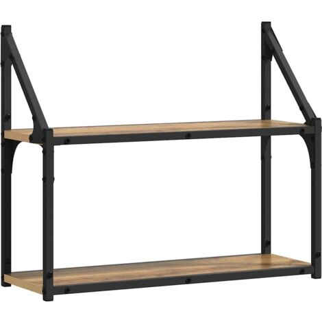 Étagère Murale Design Voiture - Bois Imitation Chêne - Dimensions 82x15x51 Cm - Pour Intérieur - Montage Murale Requis
