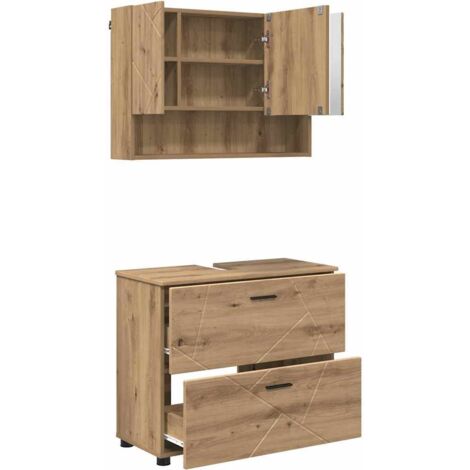 Ensemble de mobilier de salle de bain 2 pcs chêne artisanal
