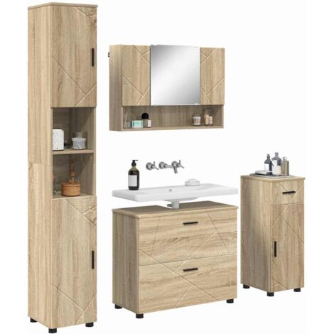 Ensemble de mobilier de salle de bain 5 pcs Chêne