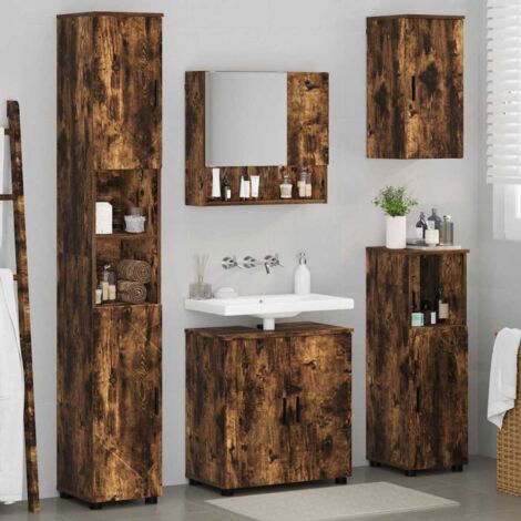Ensemble de mobilier de salle de bain 5 pcs Chêne fumé