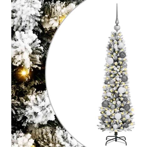 GYMAX Sapin de Noël Artificiel Lumineux 120CM, avec 100 Lumières LED & 225 Branches & Floqué de Neige & 2 Couleurs et 11 Modes d'Éclairage & Minuterie, Décoration de Noël