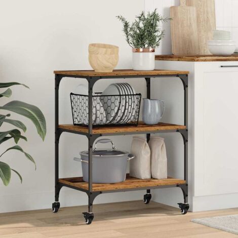 Moderne Chariot de cuisine - Desserte roulante Bois Ancien 50 x 35 x 75,5 cm@FR(508837) - Maison