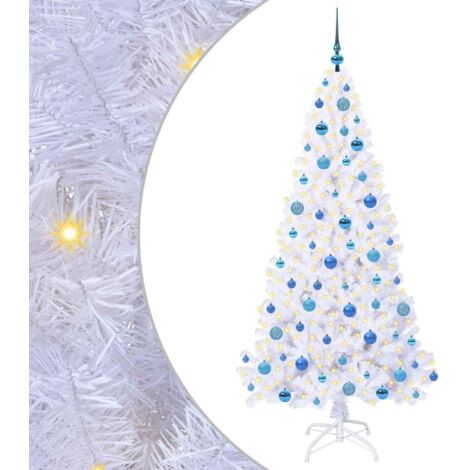 Sapin De No l Artificiel Avec 300 LED Blanc 180 Cm PVC Et Acier sapin-de-no-l-artificiel-avec-300-led-blanc-180-cm-pvc-et-acier