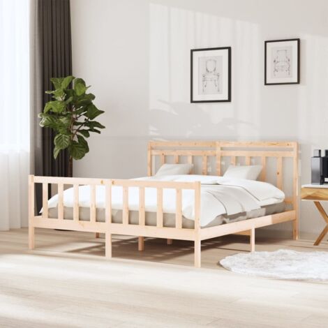 DIOCHE Cadre de lit 160x200 cm Bois de pin massif - YW Tech