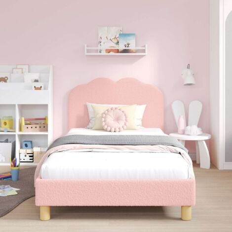 YESM Cadre de lit avec tête de lit Rose 90x190 cm Velours AB373097