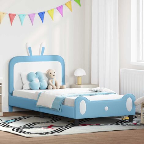 Lit pour enfants 90x200 cm bleu avec tête de lit pour chambre garçon