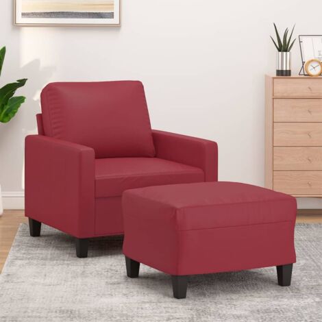 Fauteuil avec repose-pied bordeaux 60cm en similicuir Loft Design L05