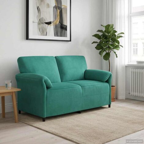Canapé compact velours turquoise 2 places idéal studio ou petit salon
