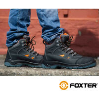 Foxter - Chaussures de sécurité | Hommes | Montantes | Légères | Imperméable | Sans métal | Cuir Noir | S3 SRC 41 Noir