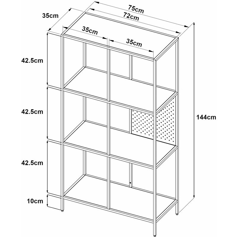 Meuble de rangement Ingå pour salon 144 x 75 x 35 cm métal noir