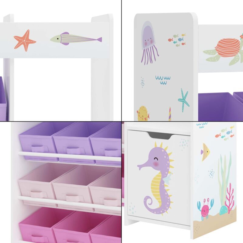 Étagère Enfant Søndreland à Motif Aqua Dream 80 X 90 X 30 Cm Blanc Vert Violet Encasa 88551441