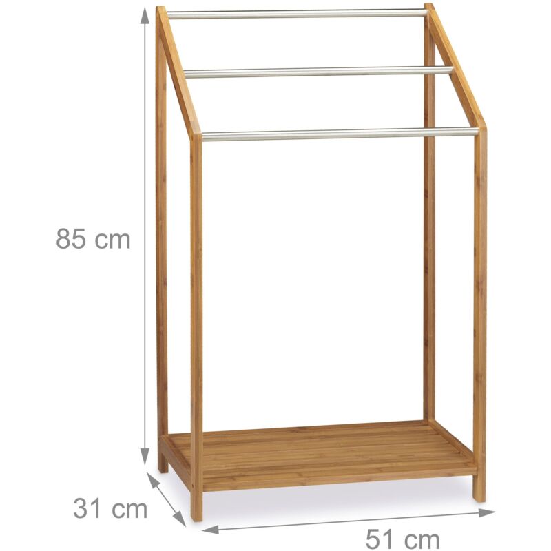 Porte-serviettes Sur Pied Relaxdays - 2 étagères En Bambou, Design X - 93x46x20cm - Salle De Bain