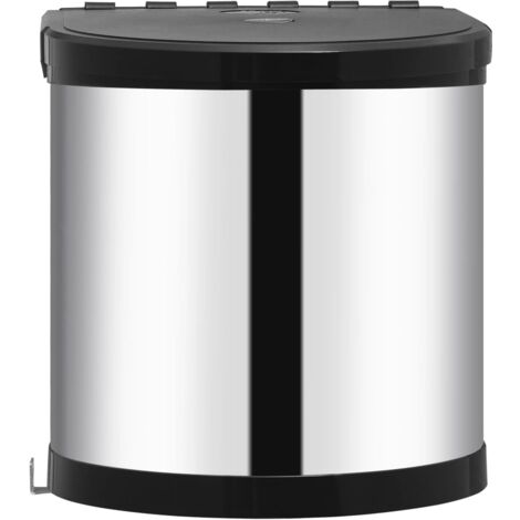 Helloshop26 – Poubelle automatique intégrée 8L en acier inoxydable – Dimensions 26,5 x 26,5 cm – Couvercle à ouverture automatique – Seau intérieur amovible (1/5)