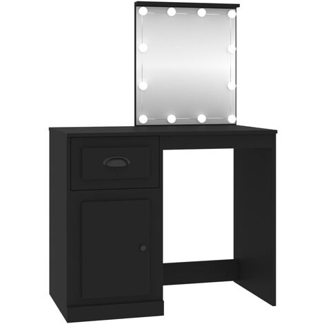 Coiffeuse avec led 90 x 50 x 132,5 cm bois d'ingénierie noir (1/5)