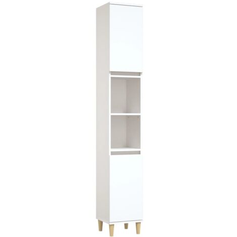 Armoire de salle de bain 30 x 30 x 190 cm bois d'ingénierie blanc (1/5)