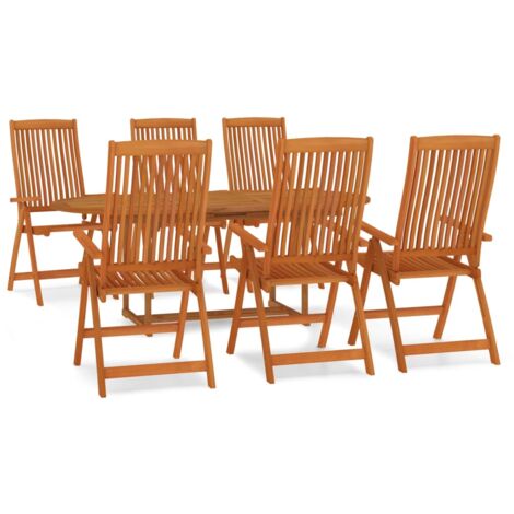 Ensemble à dîner salon de jardin meuble d'extérieur 7 pièces bois d'eucalyptus massif (1/5)