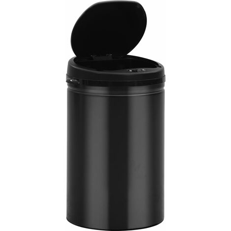 Poubelle à capteur automatique 30 litres acier au carbone noir