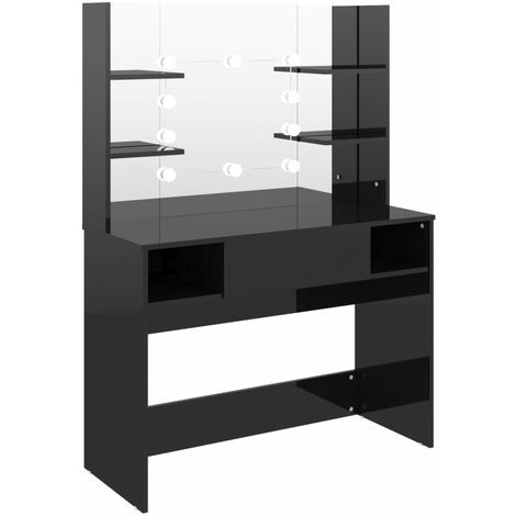 Table de maquillage avec éclairage 100 x 40 x 135 cm led mdf noir brillant (1/5)