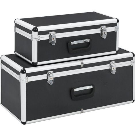 Boîtes de rangement 2 pièces aluminium noir (1/5)