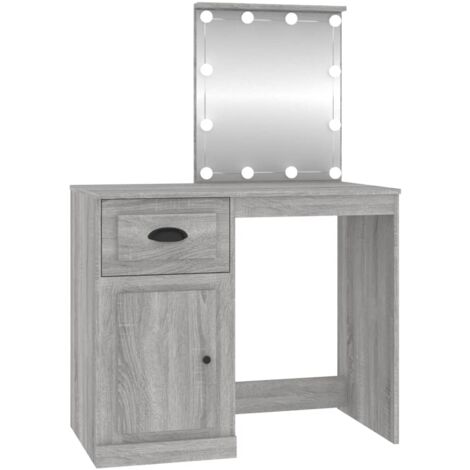 Coiffeuse avec led 90 x 50 x 132,5 cm bois d'ingénierie gris (1/5)
