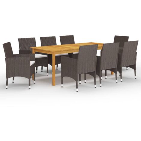 Ensemble de salle à manger de jardin meuble extérieur 9 pièces marron (1/5)