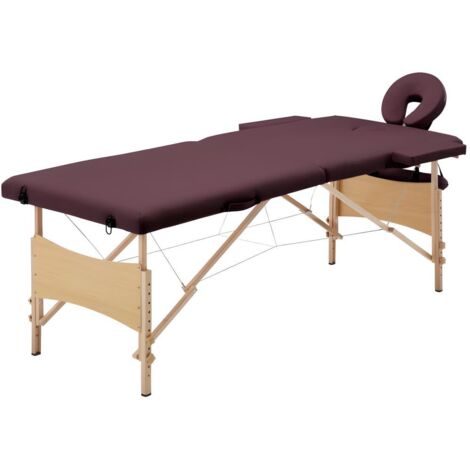 Table de massage pliable 2 zones bois violet vin (1/5)