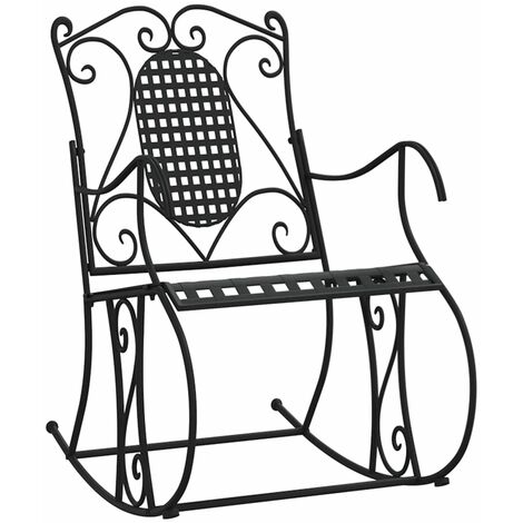 Banc de jardin meuble de patio d'extérieur terrasse à bascule 84 cm noir acier (1/5)