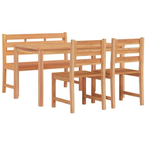 Ensemble à dîner salon de jardin meuble d'extérieur 4 pièces bois de teck massif (1/5)