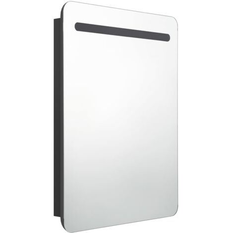 Armoire de salle de bain à miroir led 60 x 11 x 80 cm MDF noir (1/5)